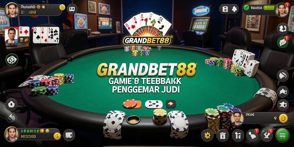 Tampilan gameplay Poker yang mendebarkan dan interaktif di GRANDBET88.