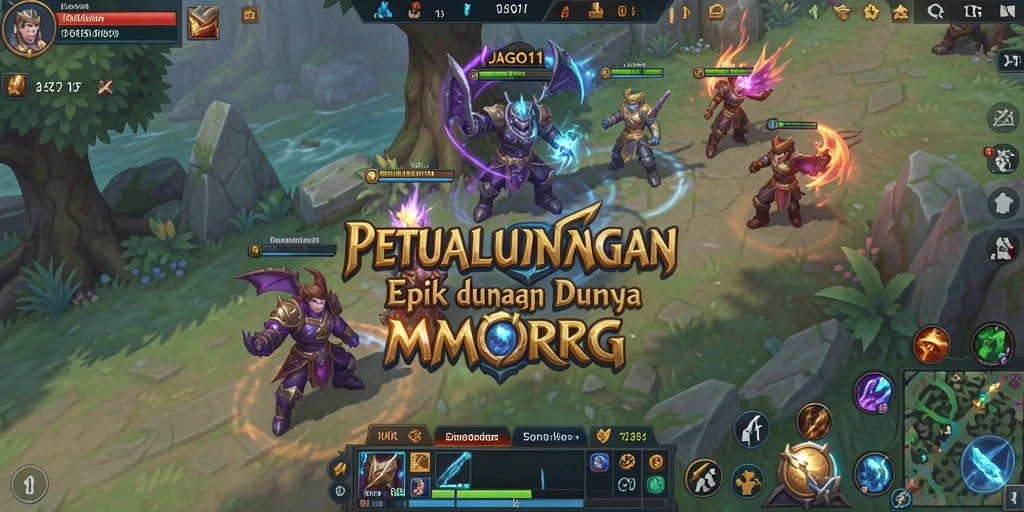 Screenshot gameplay JAGO11 menampilkan pertempuran epik dalam dunia MMORPG.