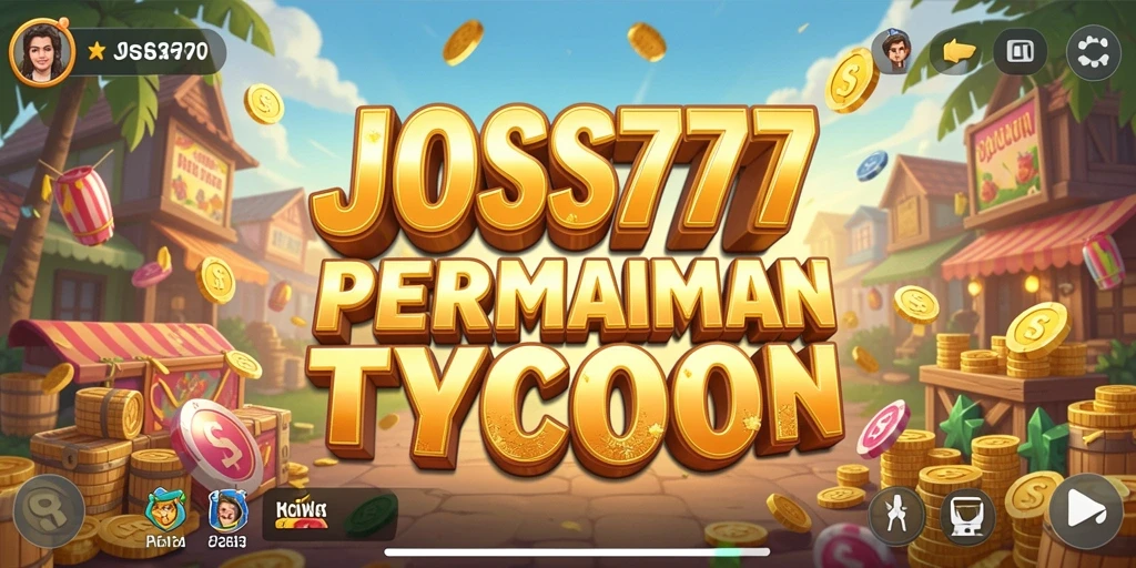 Screenshot utama JOSS777 menampilkan aksi seru dalam membangun kerajaan bisnis.