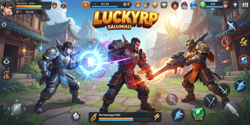 Tangkapan layar utama gameplay Fighting LUCKYRP dengan aksi pertarungan yang intens.