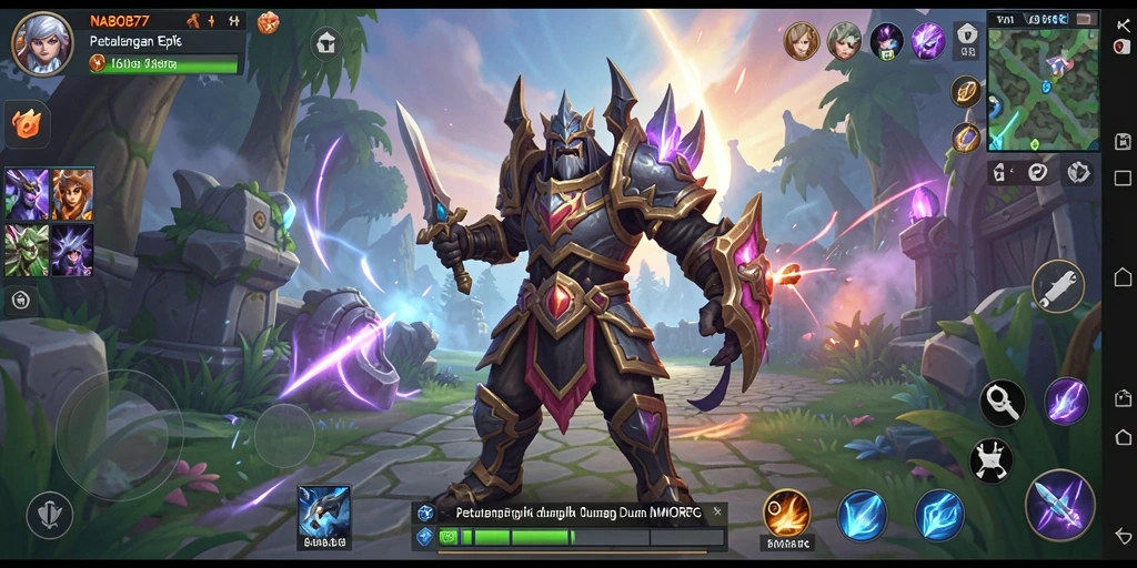 Screenshot gameplay NABOB77 menampilkan aksi karakter dalam pertempuran epik.