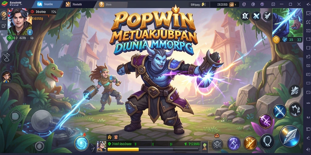 Tampilan gameplay menarik dari POPWIN dengan pertarungan seru di dunia MMORPG.