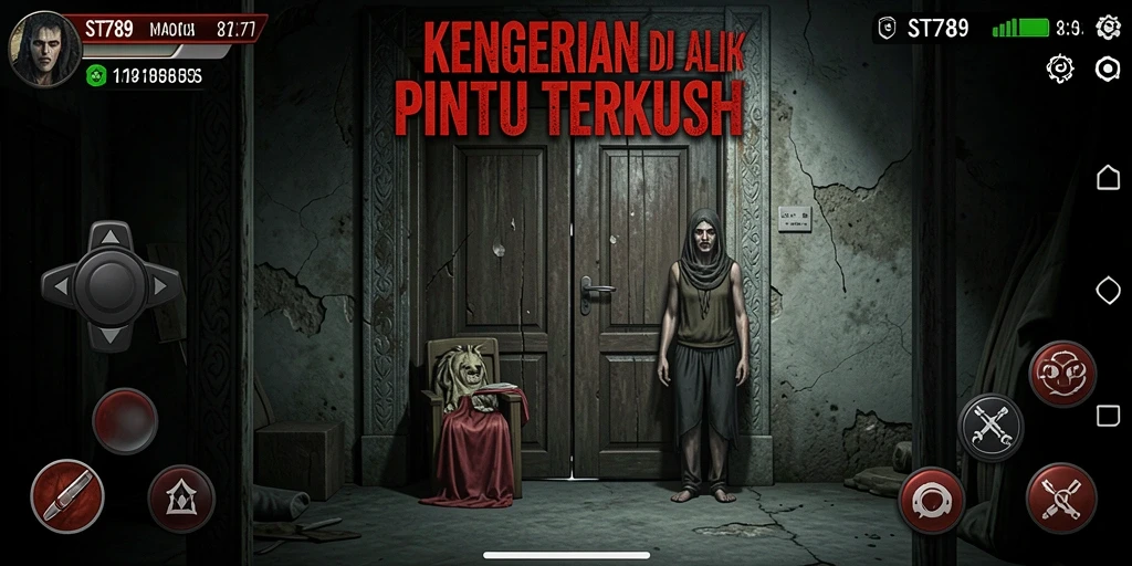 Tangkapan layar dari gameplay ST789 yang menampilkan suasana kengerian.