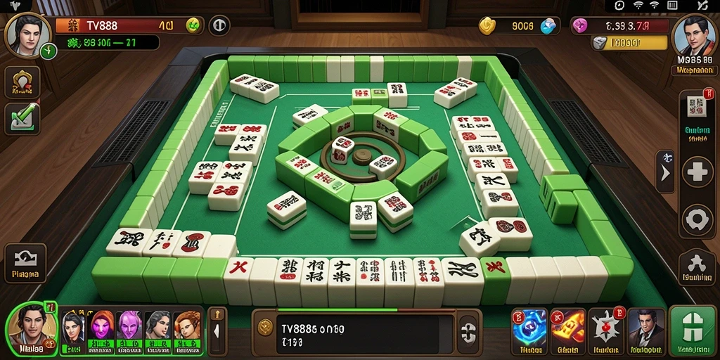 Tampilan gameplay TV888 yang menarik dengan elemen Mahjong.