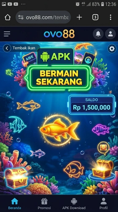 Tampilan halaman utama aplikasi ovo88 yang menarik.